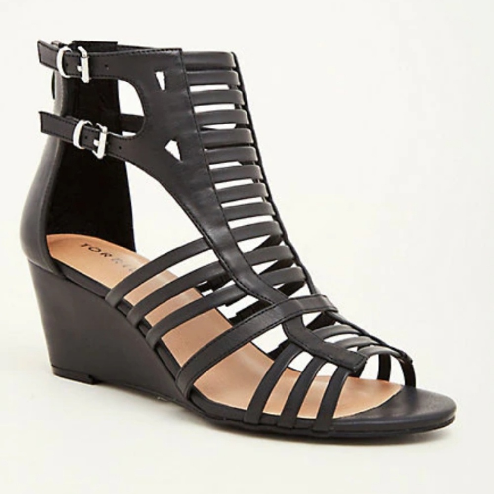 Torrid Black Cage Wedges (WIDE WIDTH)